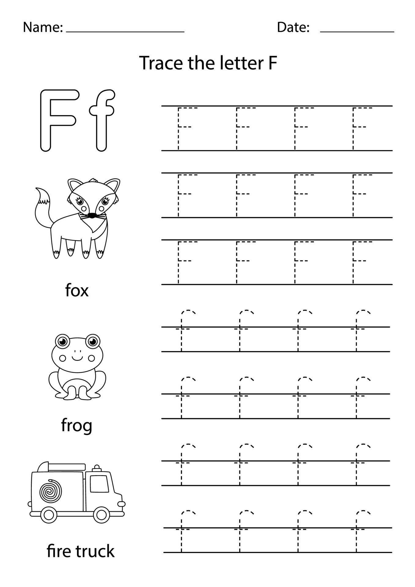 Learning English alphabet for kids. Letter F. 4582411 Vector Art at ...