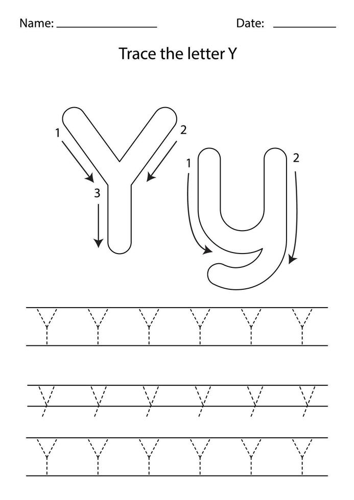 Learning English alphabet for kids. Letter Y. vector