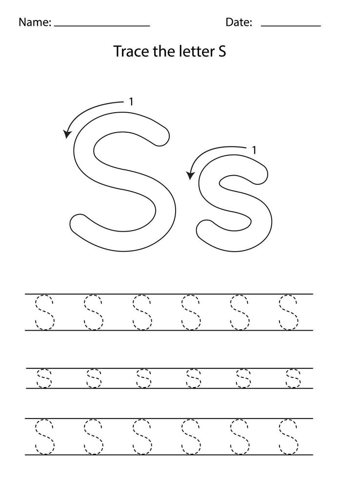 Learning English alphabet for kids. Letter S. vector