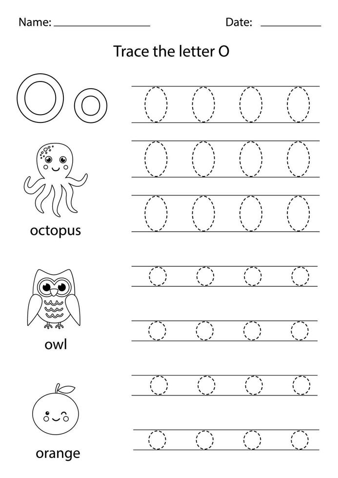 aprender el alfabeto inglés para niños. letra o. vector