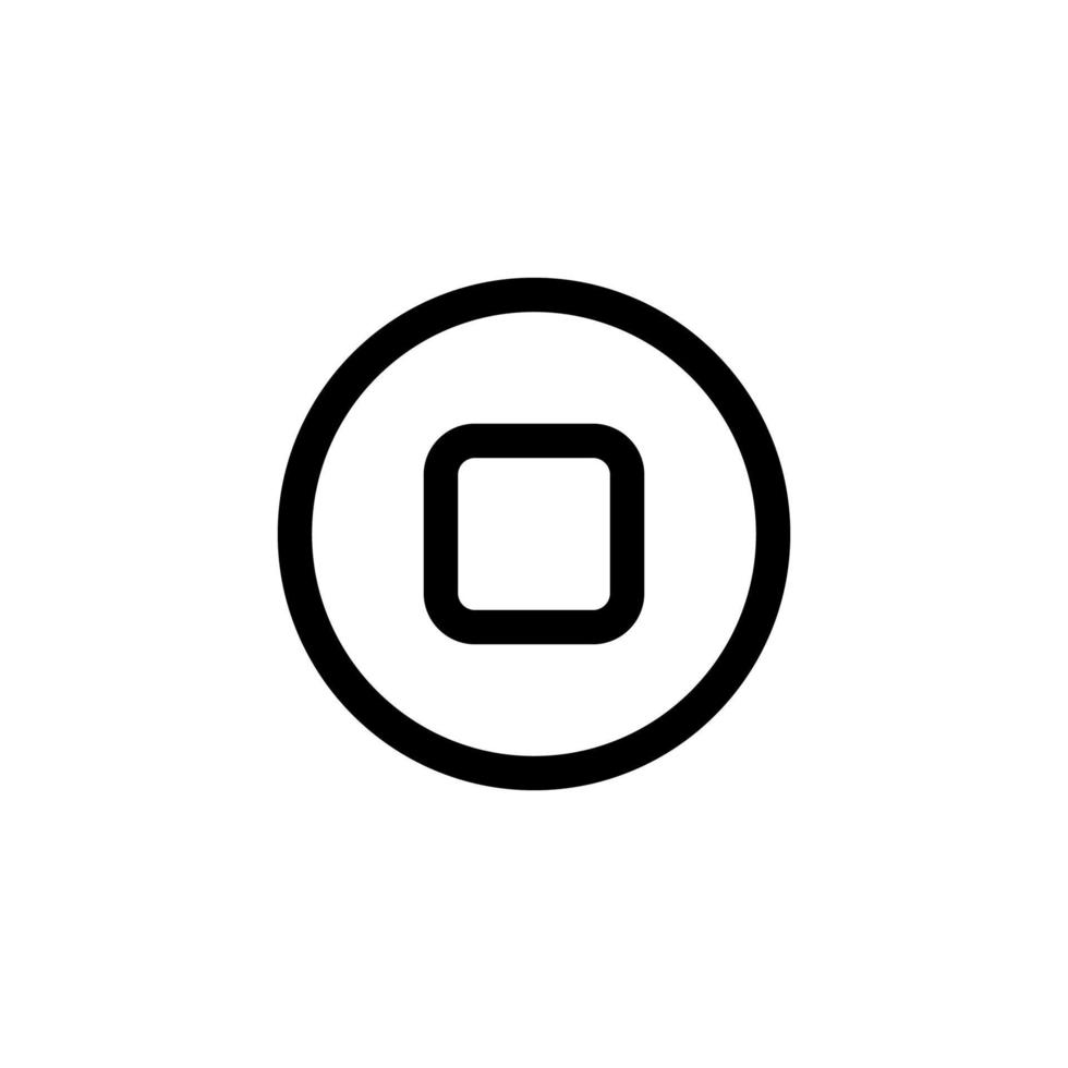 stop icon design vector symbol button, record, video, pause, movie for multimedia