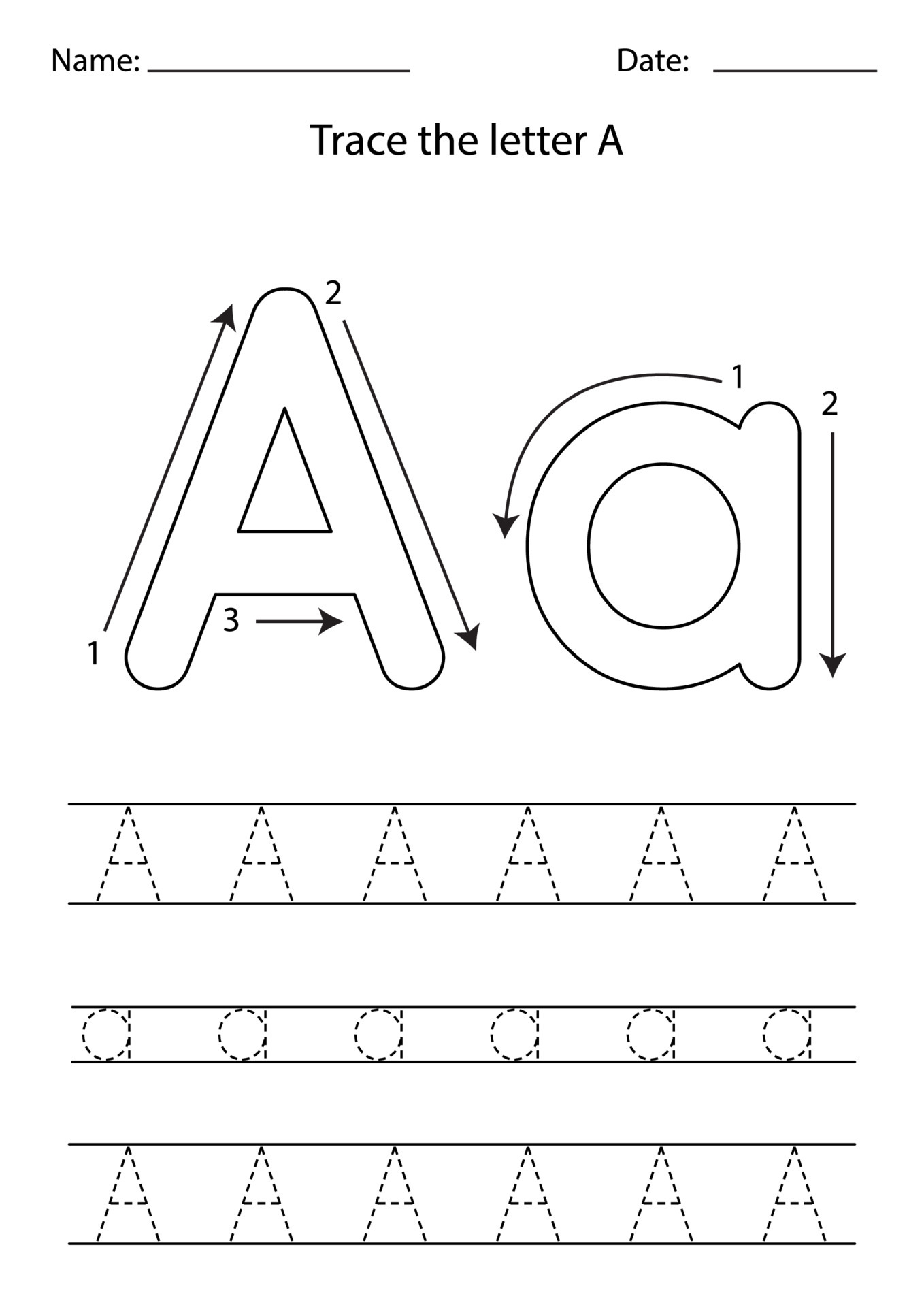 Learning English alphabet for kids. How to write letter A. 4582547