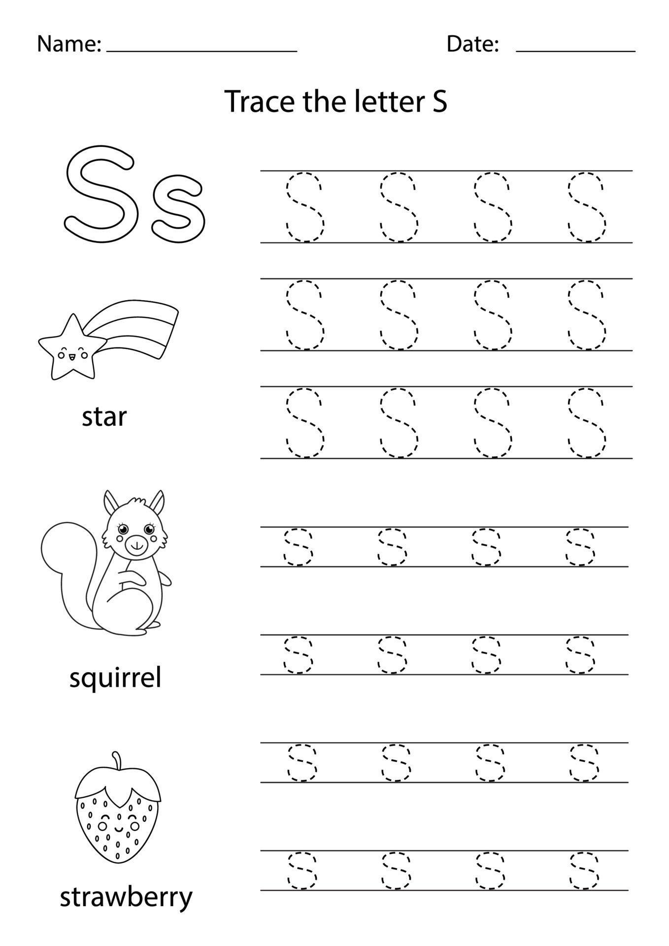 Learning English alphabet for kids. Letter S. 4582580 Vector Art at ...