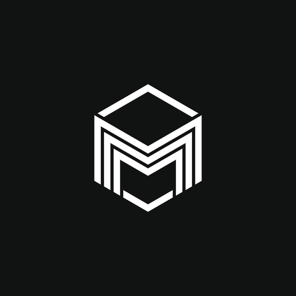 letter m cube vector design