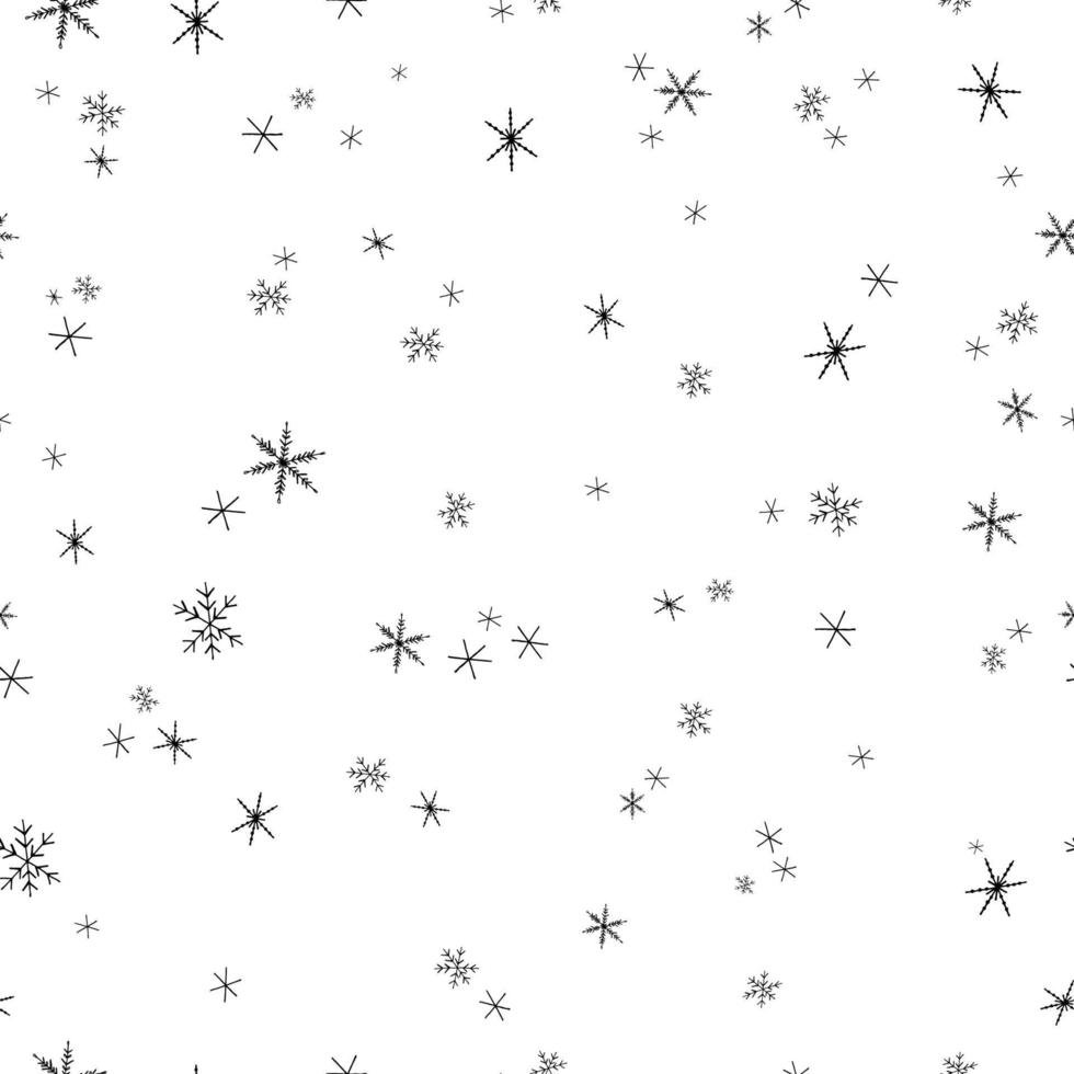 Christmas vector seamless pattern. Snowflakes background. New Year colorful texture  for wrapping, wallpaper, textile, scrapbooking. Hand drawn vector illustration in doodle style.