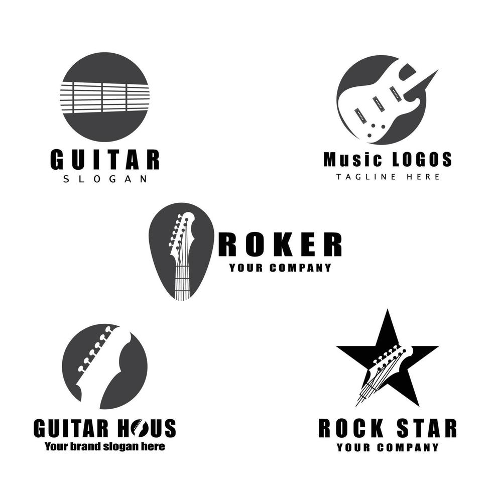 guitarra, onda, logotipo, plantilla, vector, símbolo, naturaleza vector