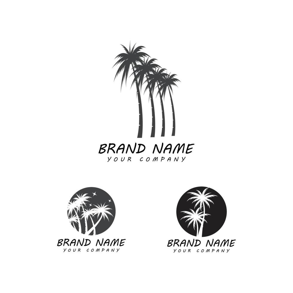 Ilustración de vector de plantilla de logotipo de verano de palmera