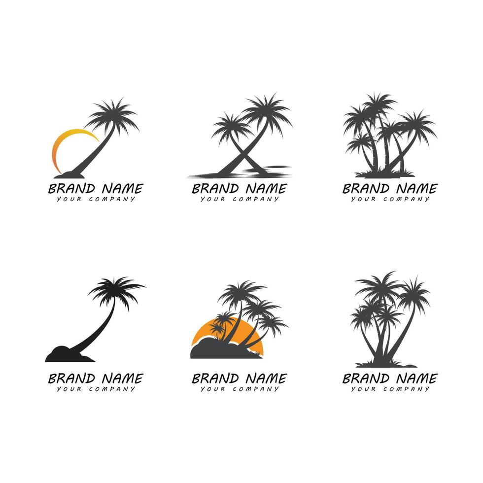 Ilustración de vector de plantilla de logotipo de verano de palmera