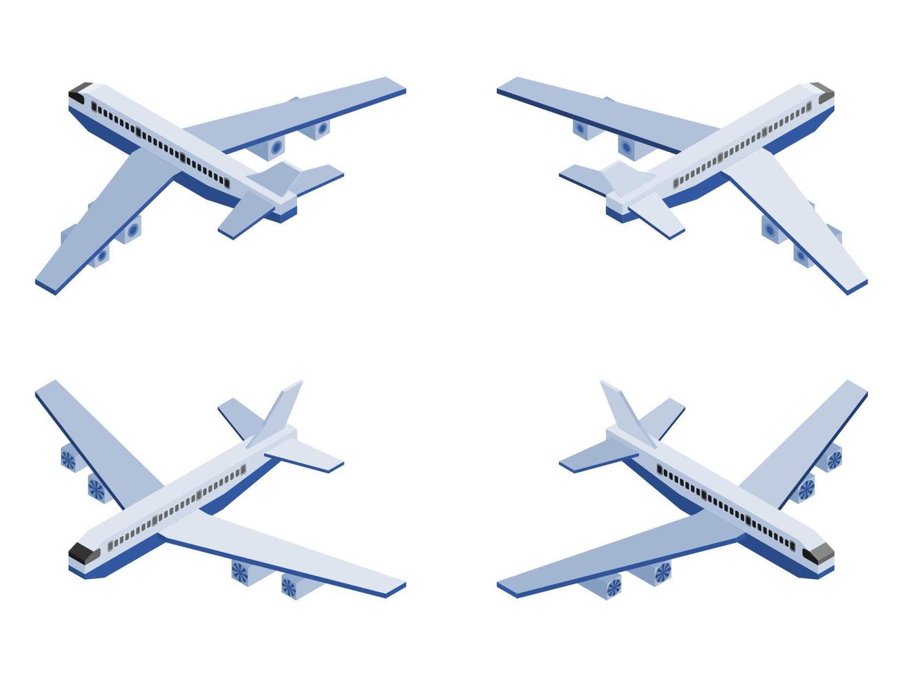 isometric plane in different angles on white vector