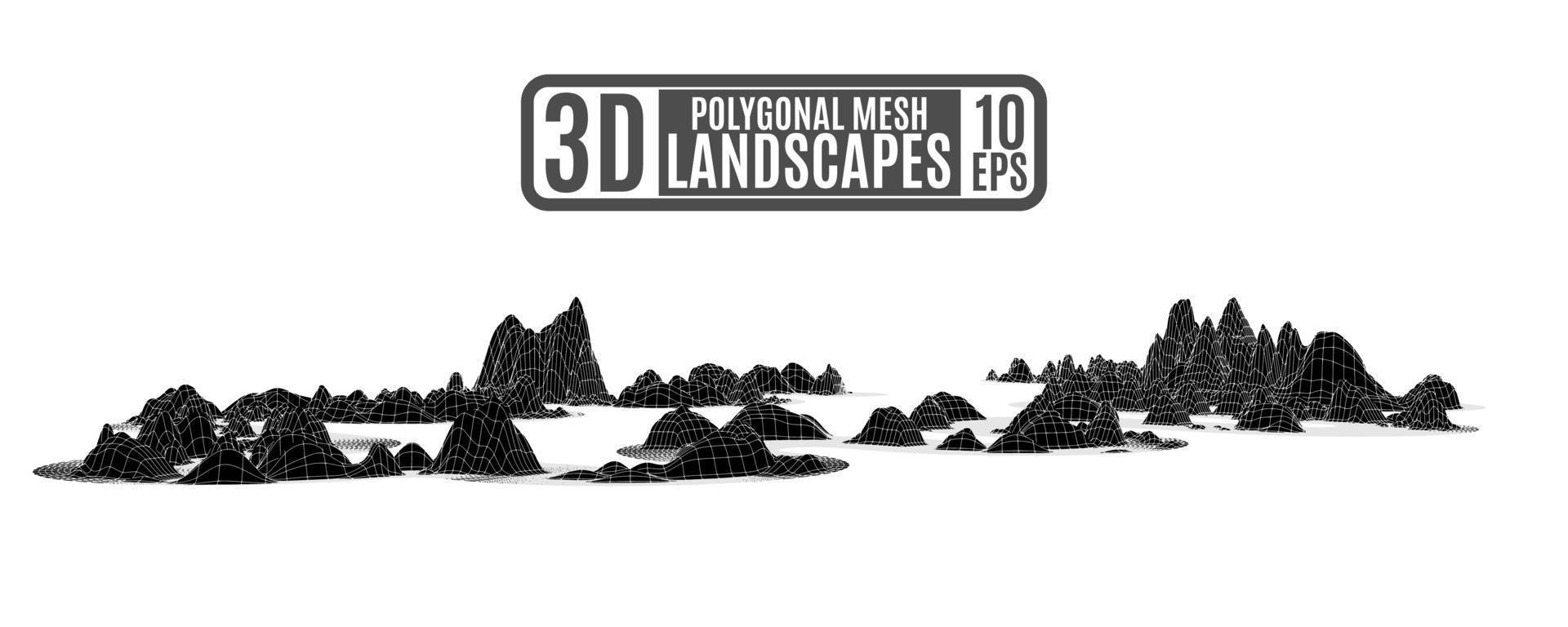 black polygonal mountains in computer relief style for a presentation vector