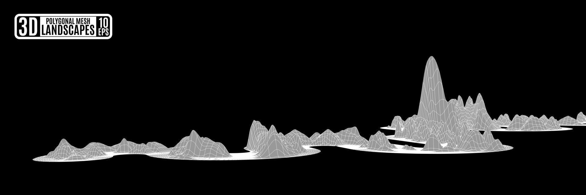 gray mountain landscape of polygons vector drawing