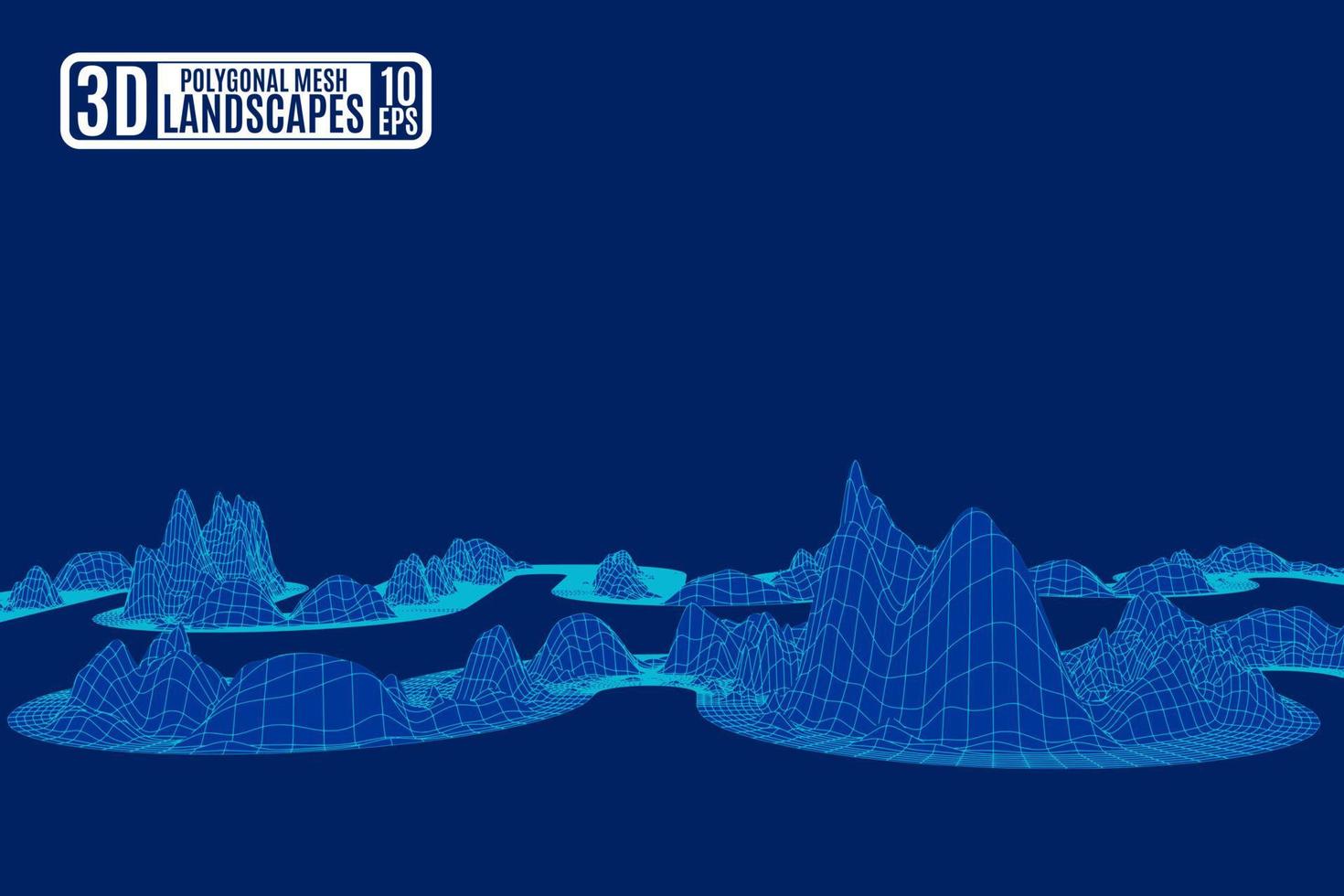 blue simple drawing polygonal mountains landscape vector