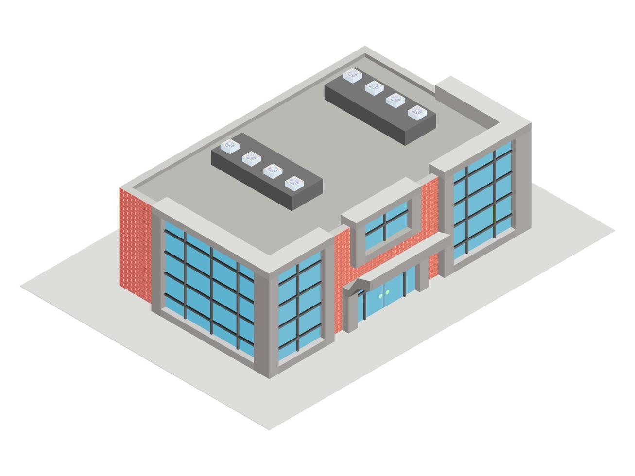 modern building isometric concrete and brick vector