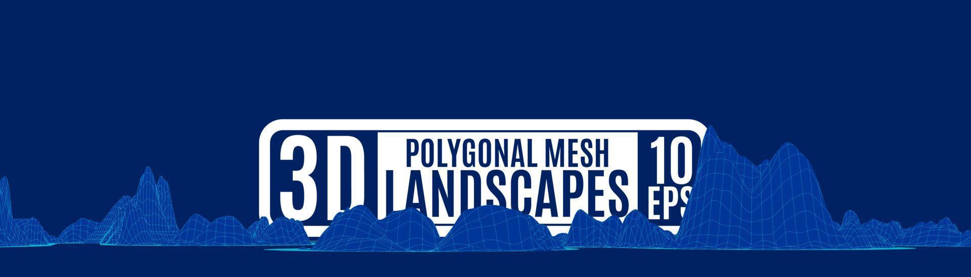 polygonal mountains blue of mesh computer style vector