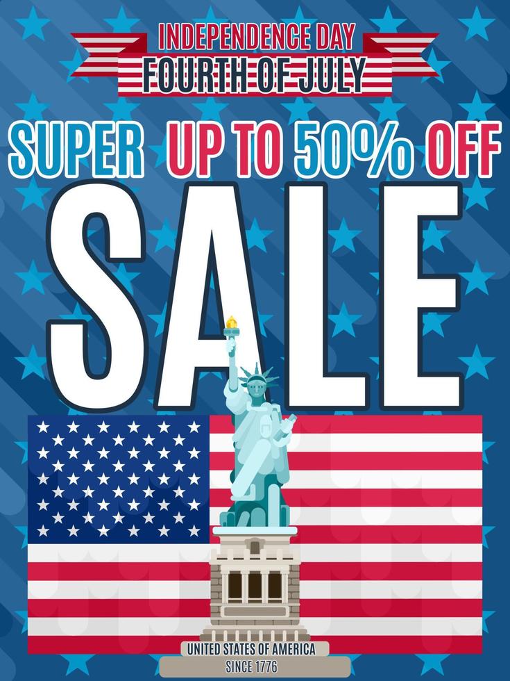 Independence Day Super Sale with a statue vector