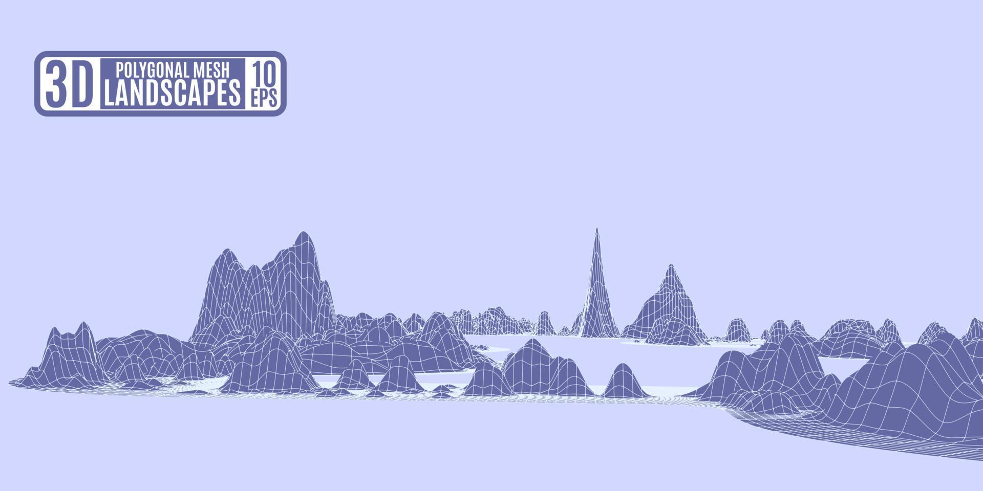 polygonal mountains violet background fascinating landscape vector