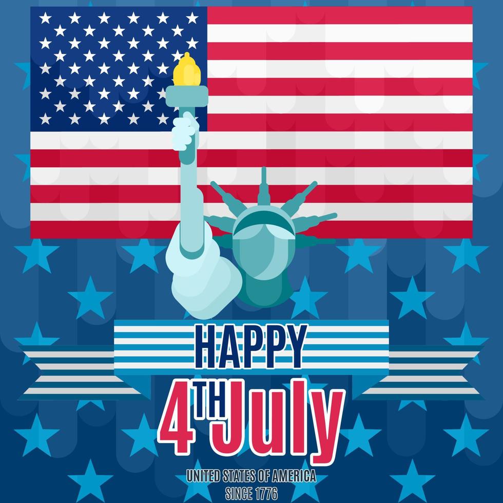independence day poster with torch in hand vector