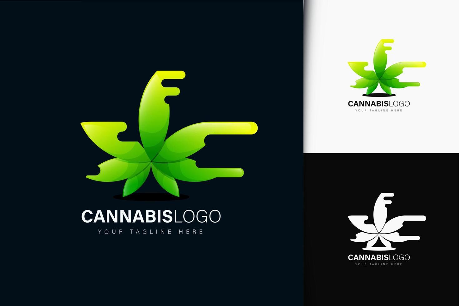 diseño de logotipo de cannabis con degradado vector