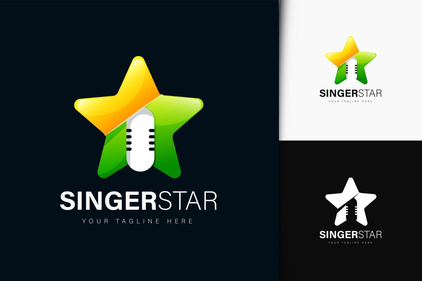 Diseño de logotipo de cantante estrella con degradado. vector