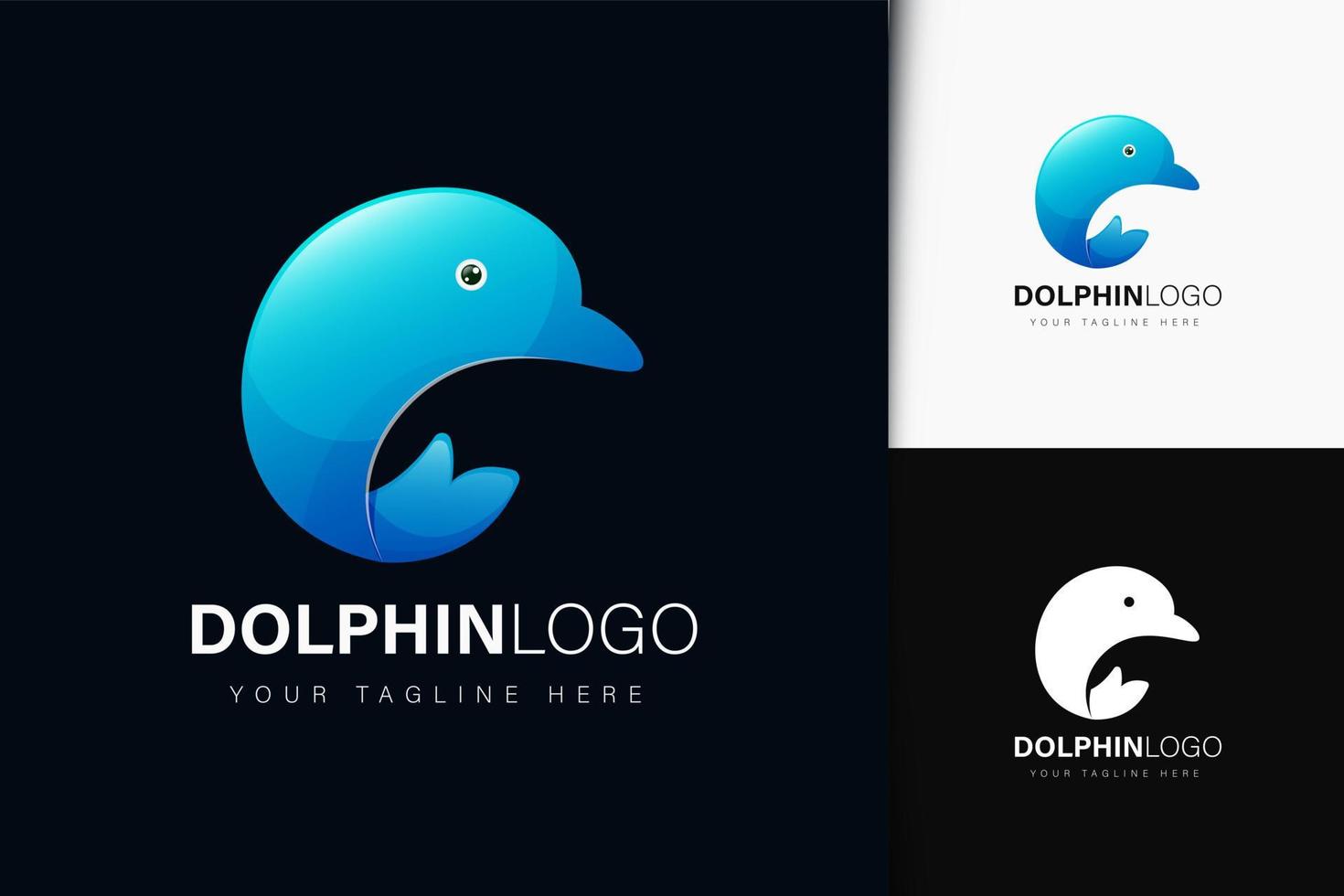 diseño de logo de delfines con degradado vector