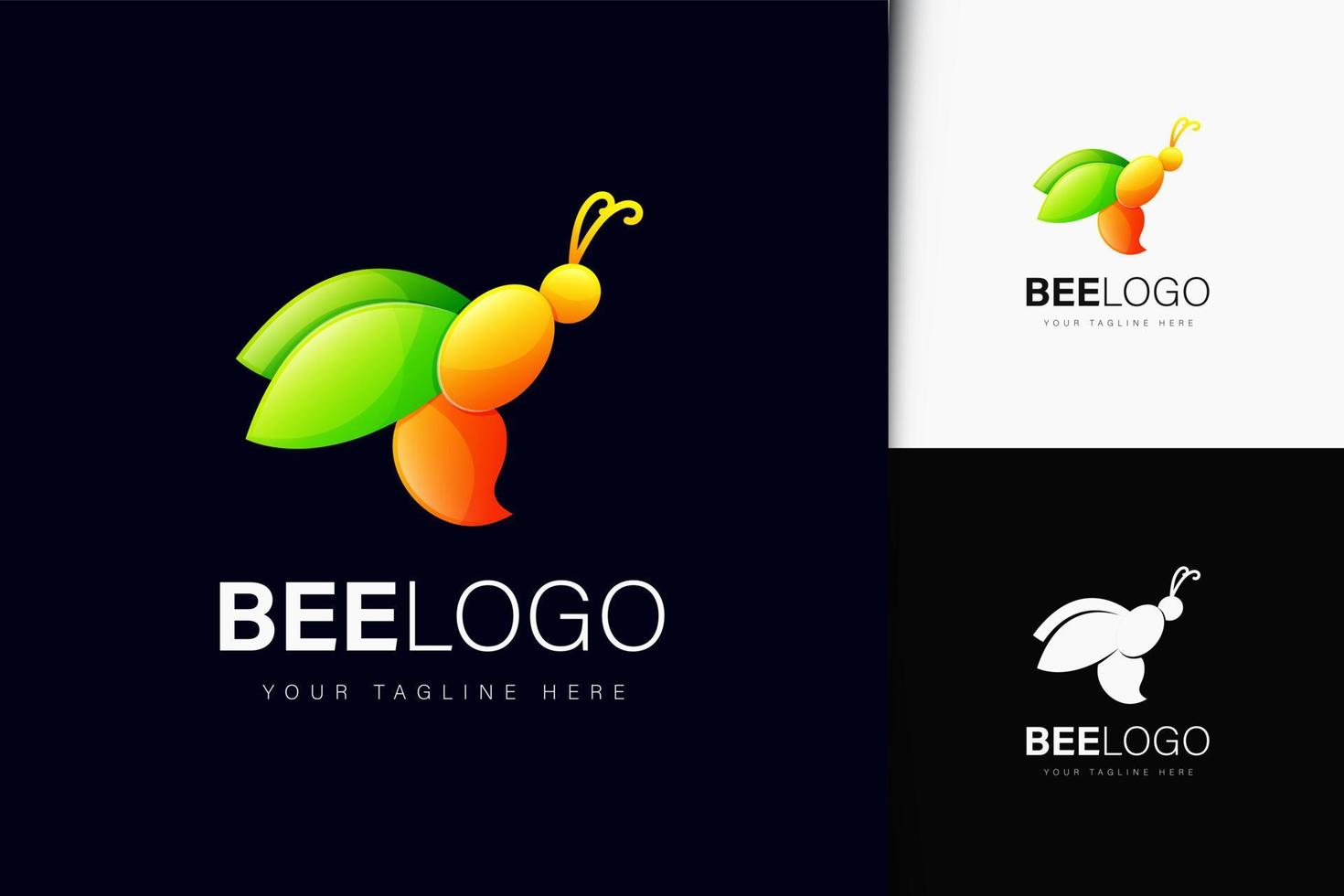 Bee logo design with gradient vector