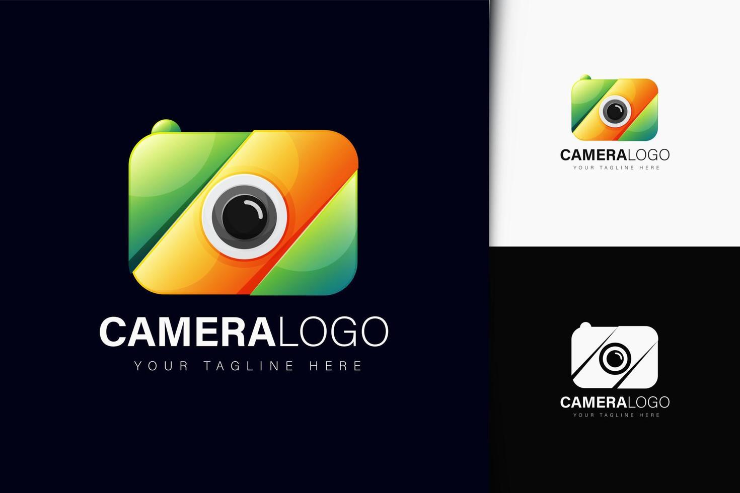 Camera logo design with gradient vector
