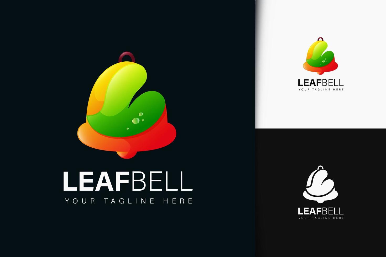 Leaf bell logo design with gradient vector