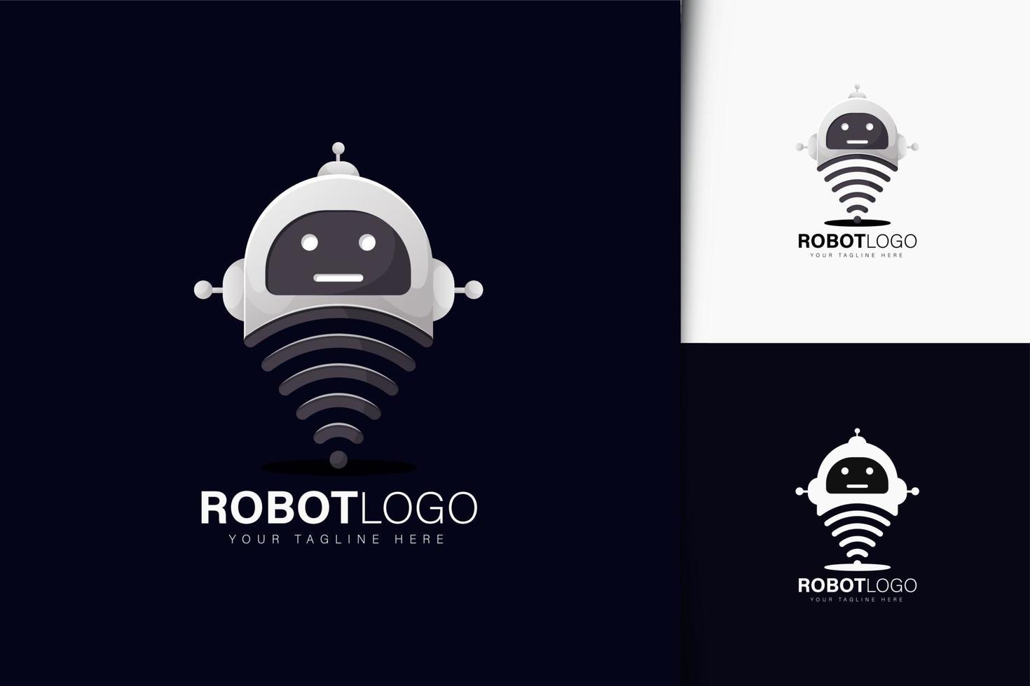 diseño de logo de robot y wifi vector