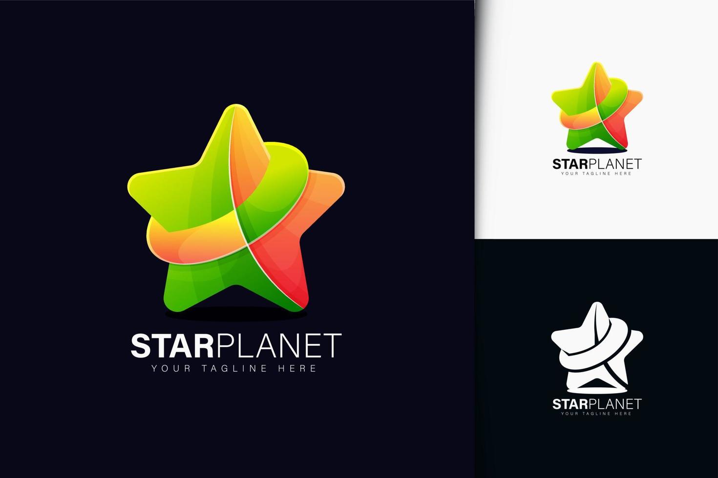 Star planet logo design with gradient vector