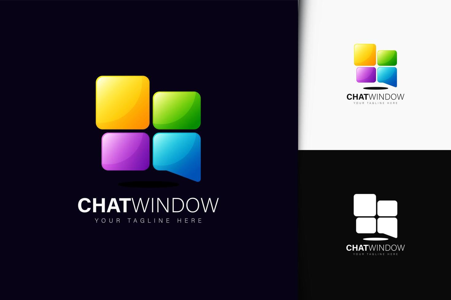 Chat window logo design with gradient vector