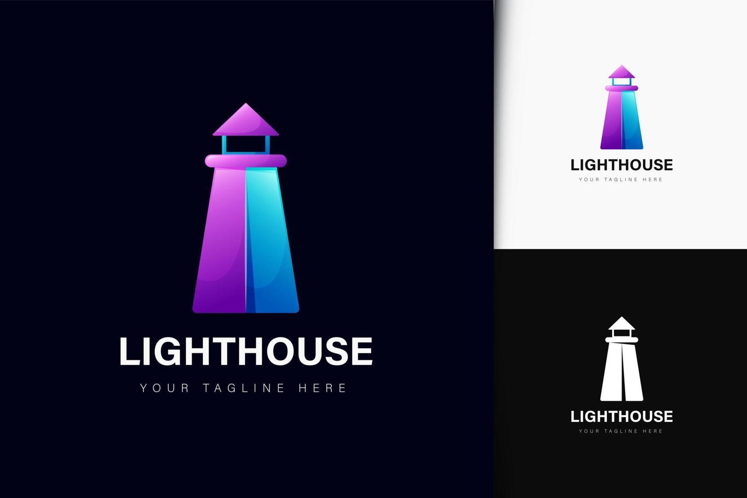 Lighthouse logo design with gradient vector