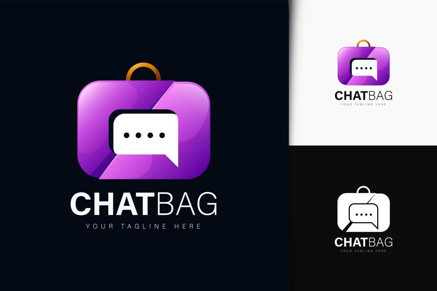 Chat bag logo design with gradient vector