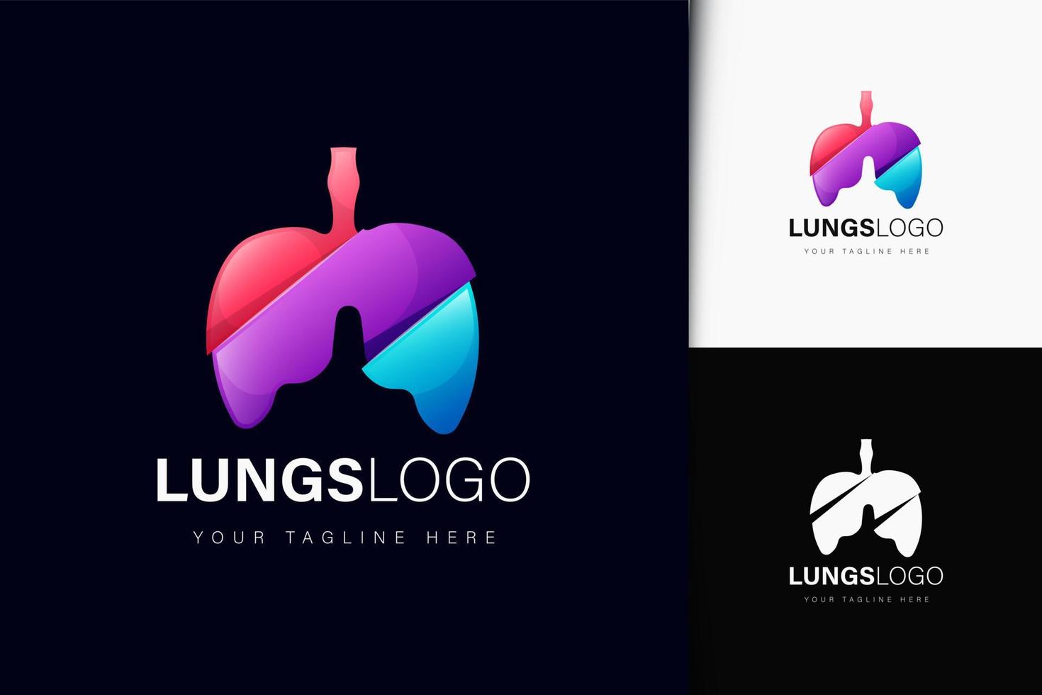 diseño de logotipo de órgano pulmonar con degradado vector