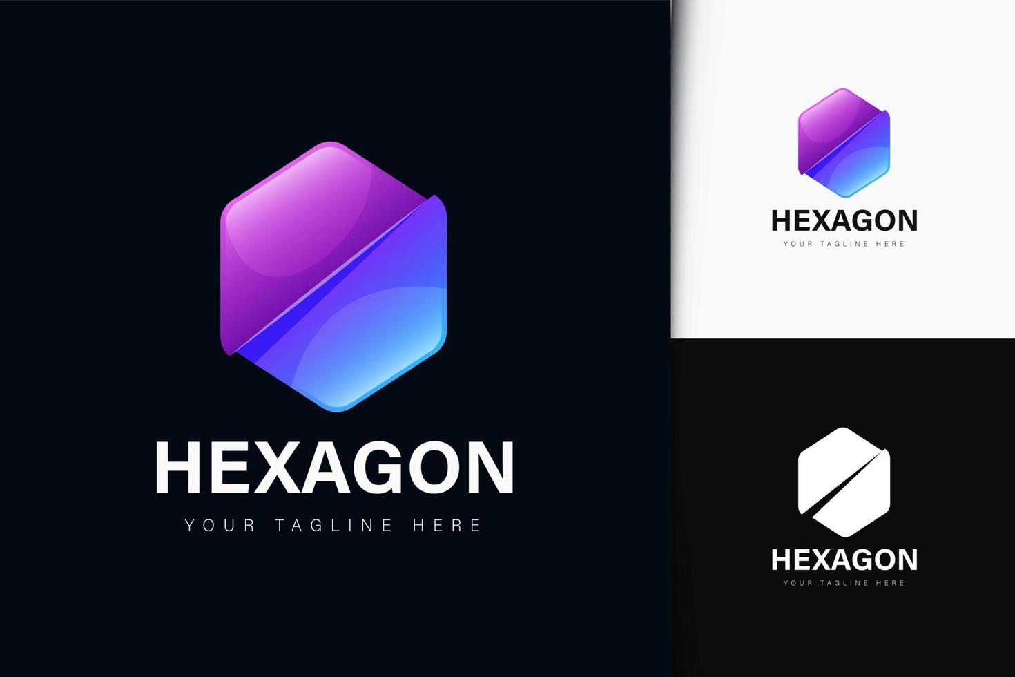 Hexagon slice logo design with gradient vector