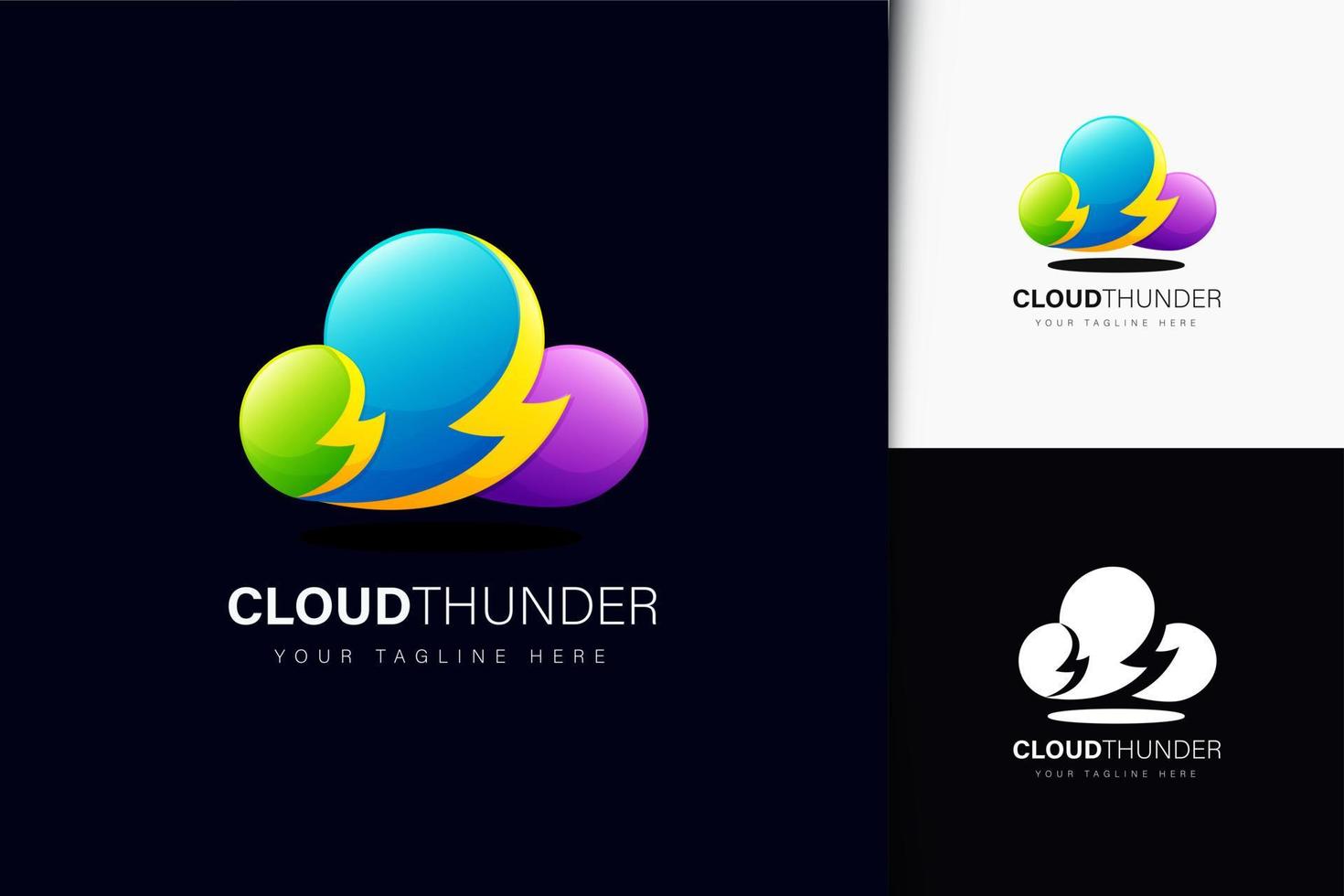 Cloud thunder logo design with gradient vector