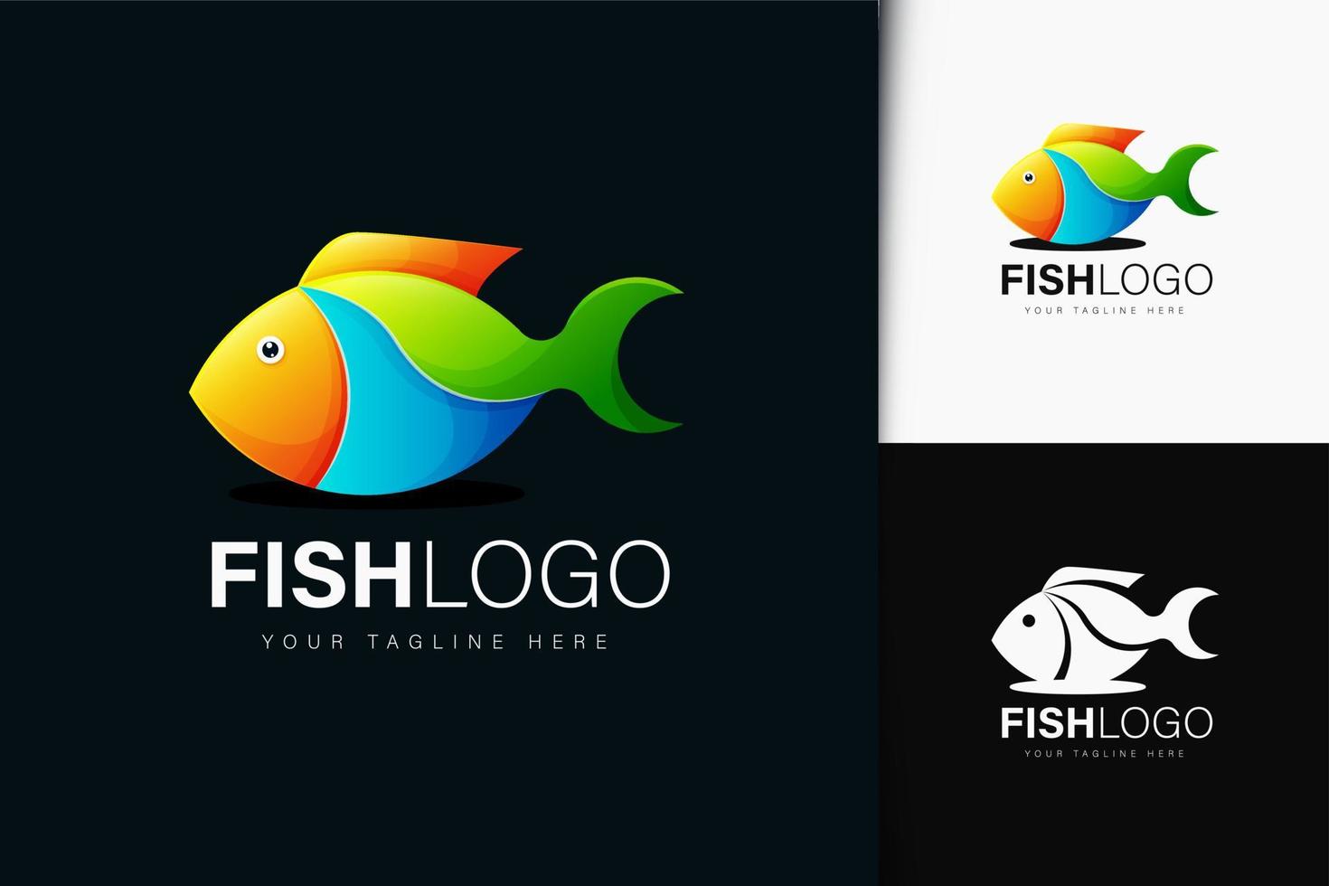 Colorful gradient fish logo design vector