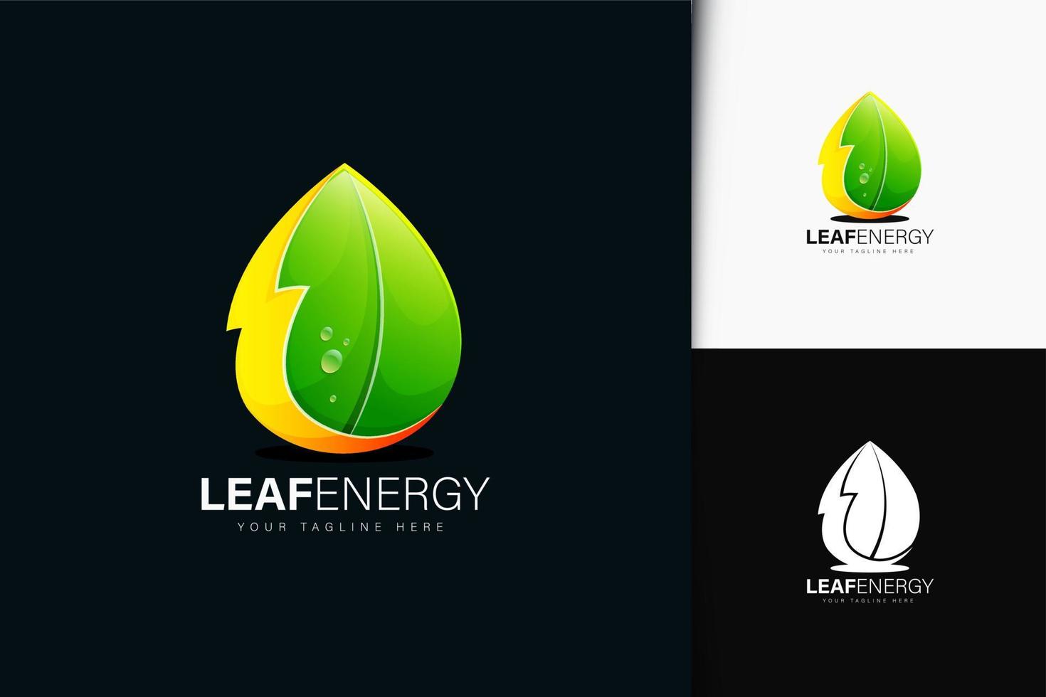 diseño de logotipo de energía de hoja con degradado vector