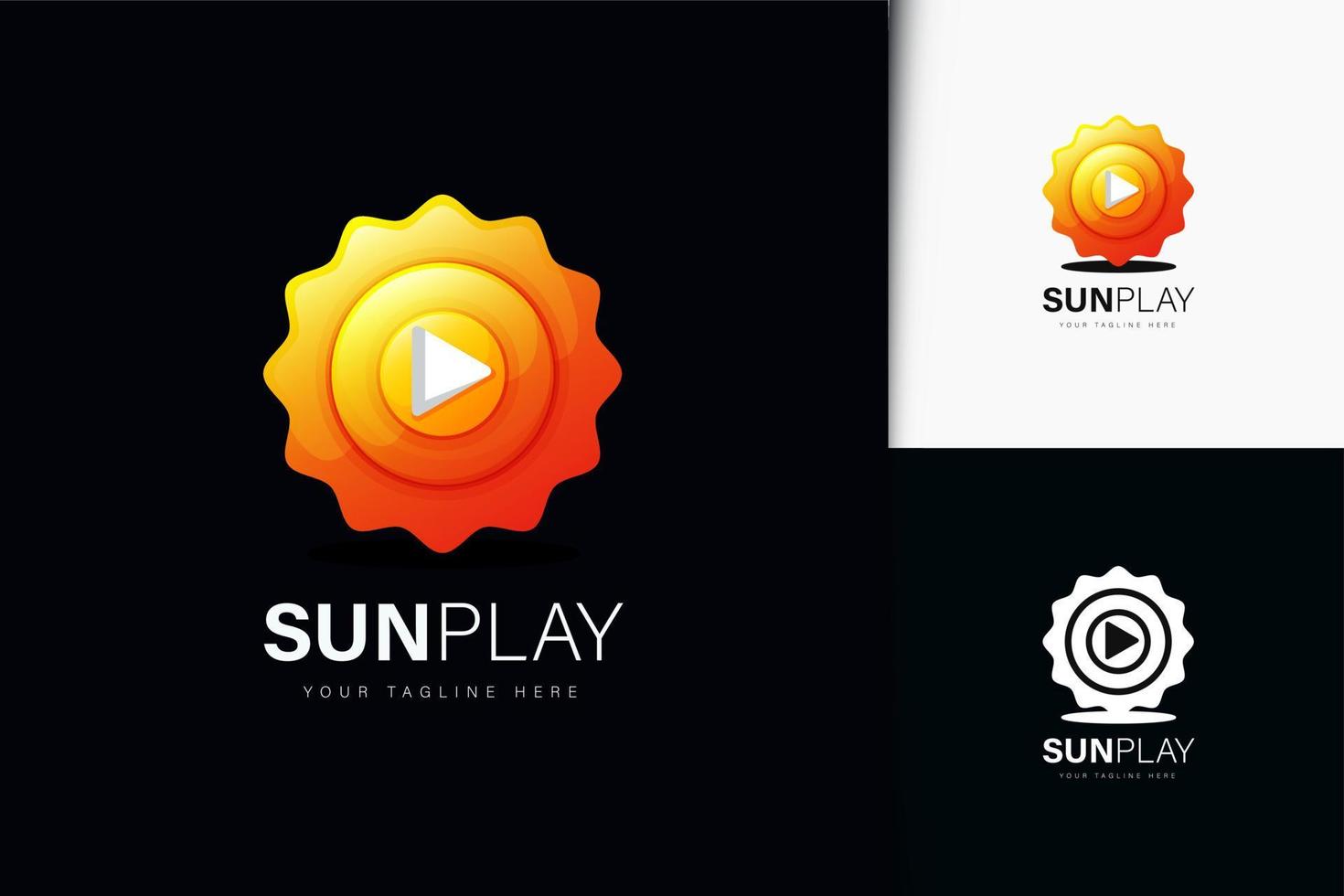 Sun play logo design with gradient vector