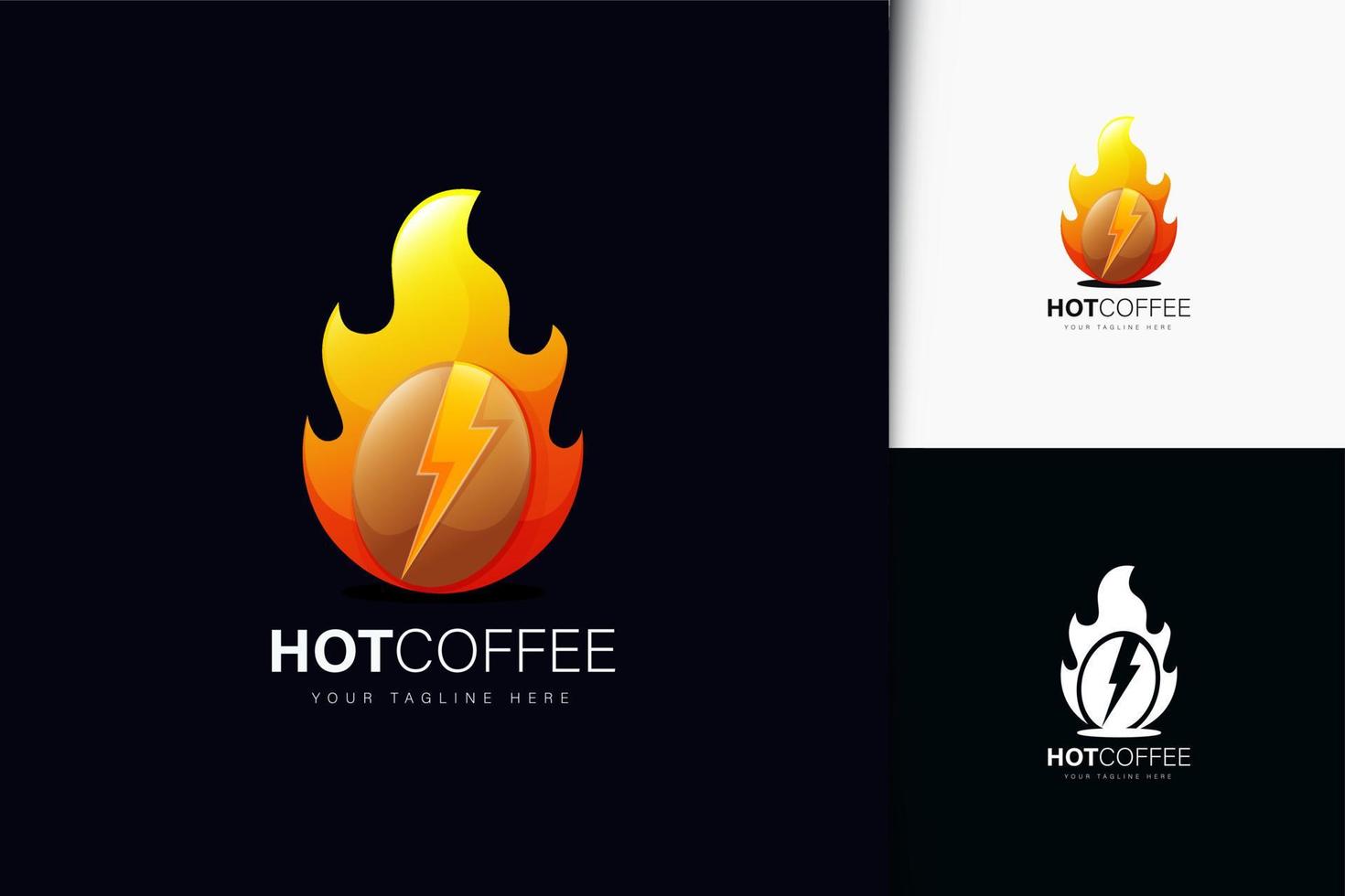 Hot coffee logo design with gradient vector