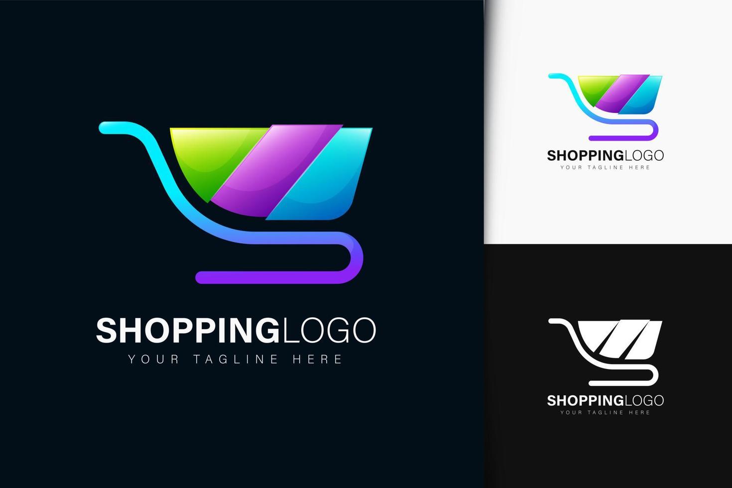 diseño de logotipo de carrito de compras con degradado vector