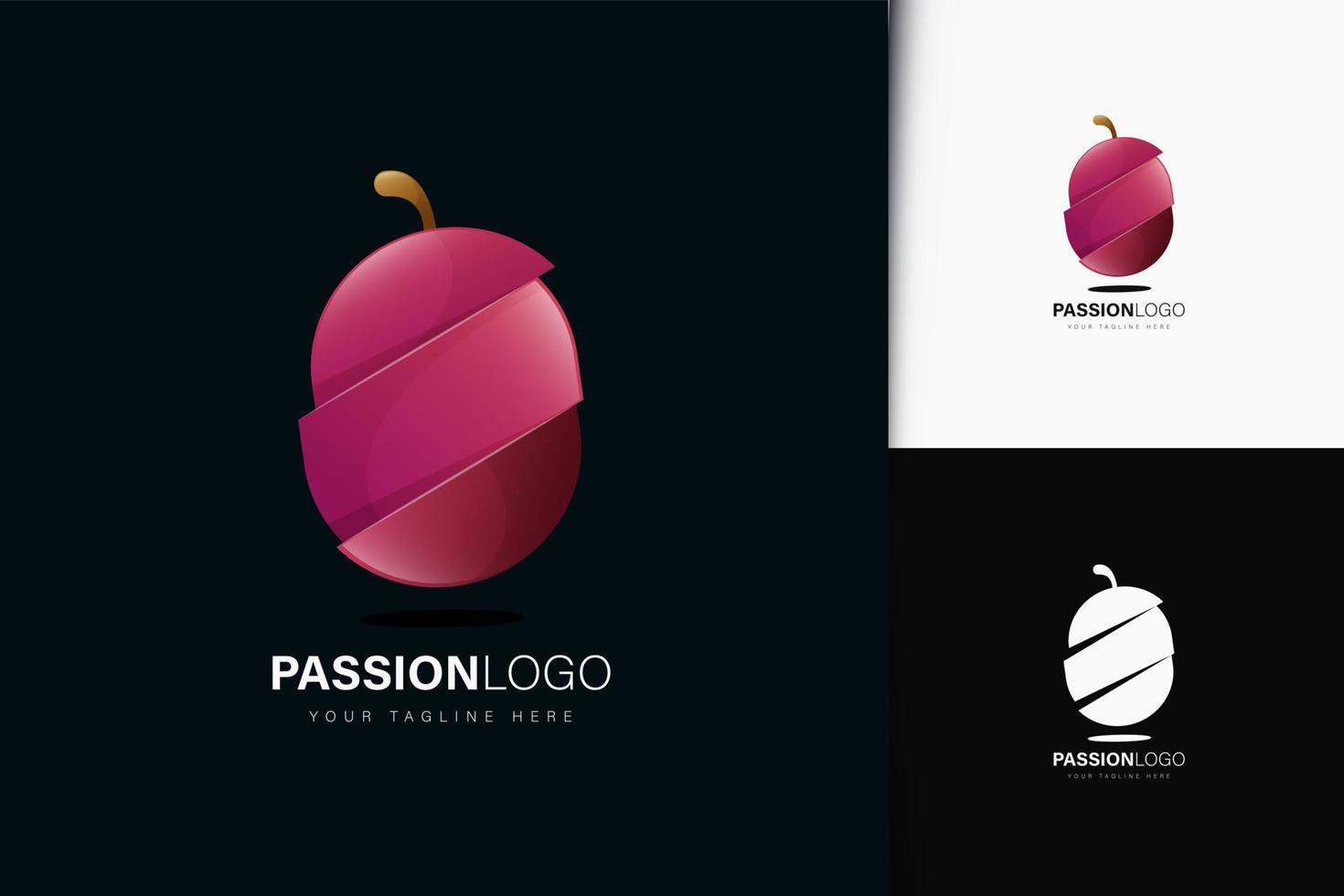 diseño de logotipo de fruta de la pasión con degradado vector