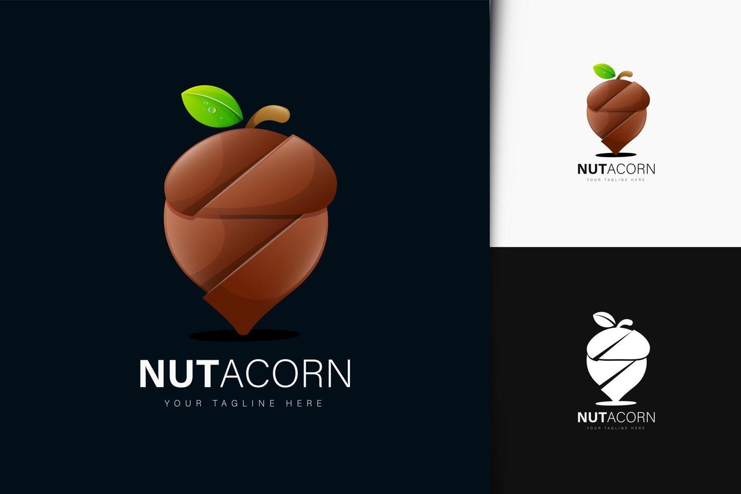 Nut acorn logo design with gradient vector