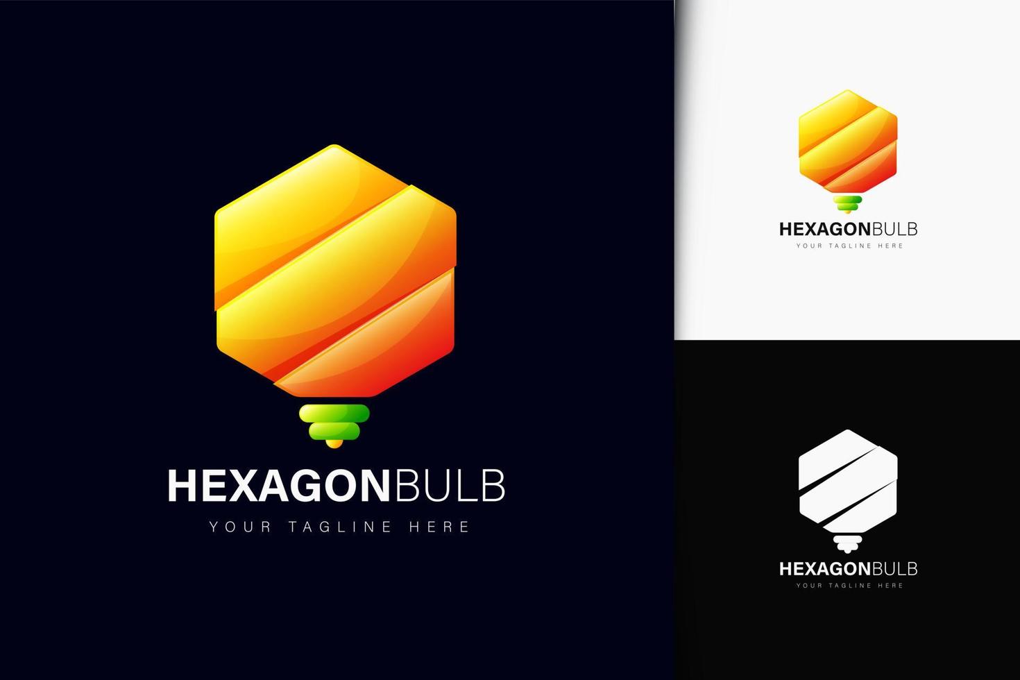 Hexagon bulb logo design with gradient vector