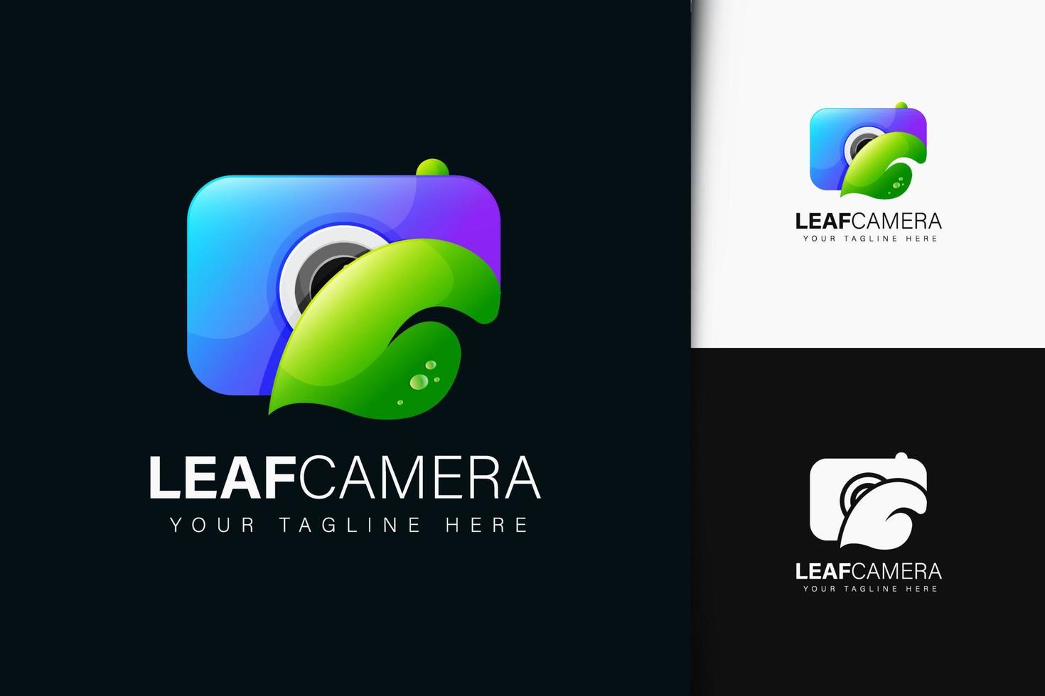 Leaf camera logo design with gradient vector