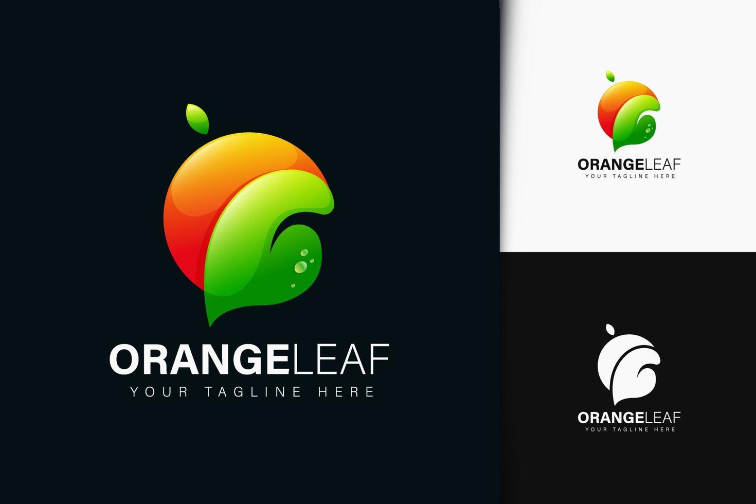 Orange leaf logo design with gradient vector