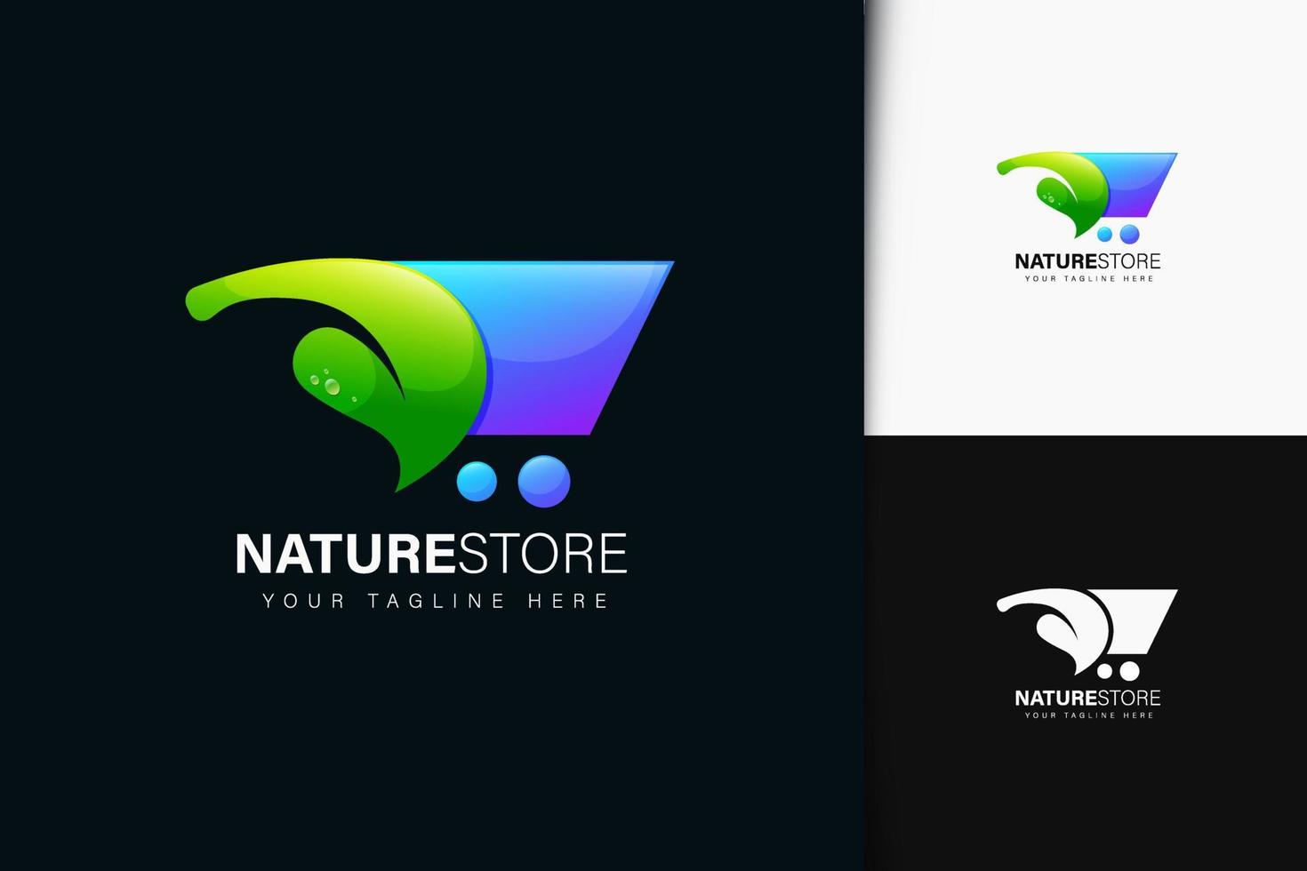 diseño de logotipo de tienda de naturaleza con degradado vector