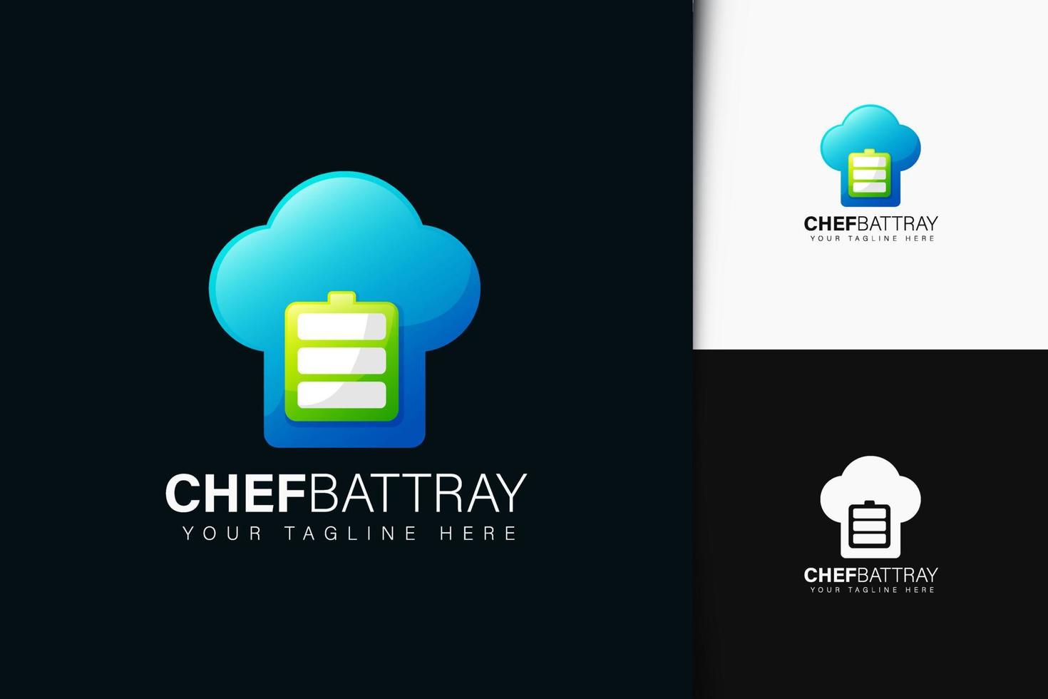 diseño de logotipo de chef battray con degradado vector