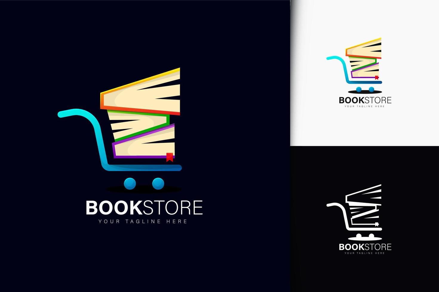 Book store logo design with gradient vector