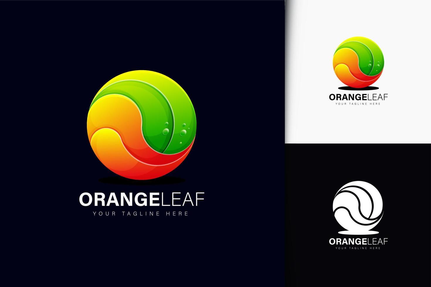 diseño de logotipo de hoja naranja con degradado vector