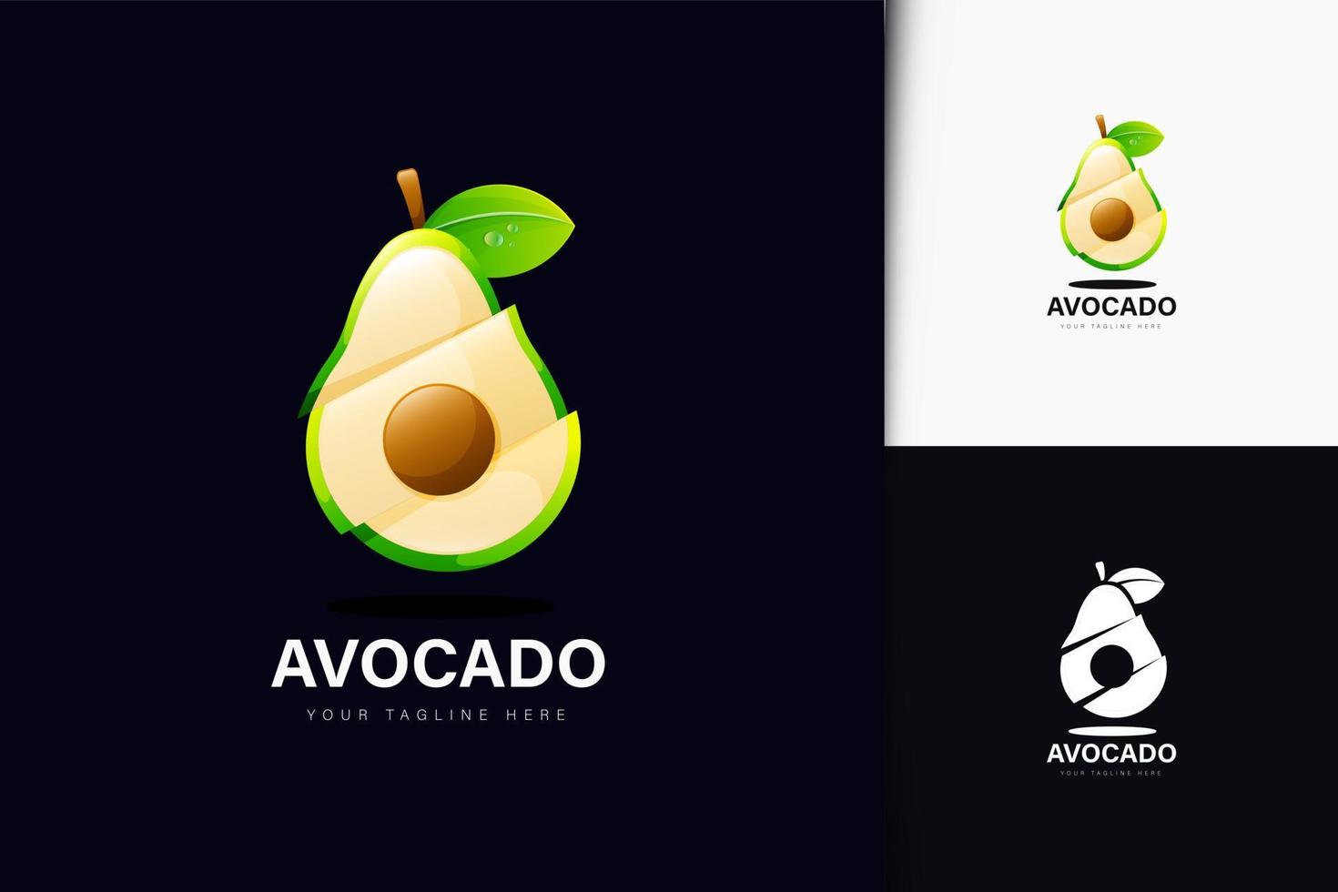 diseño de logotipo de aguacate con degradado vector